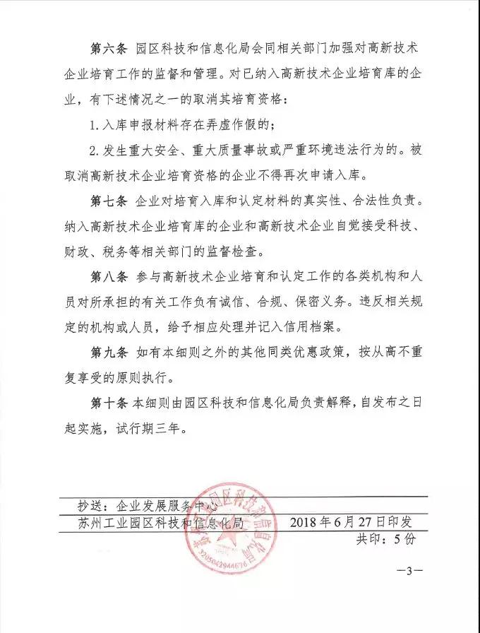 蘇州工業園區高新技術企業認定，高培獎勵政策，認定高新企業